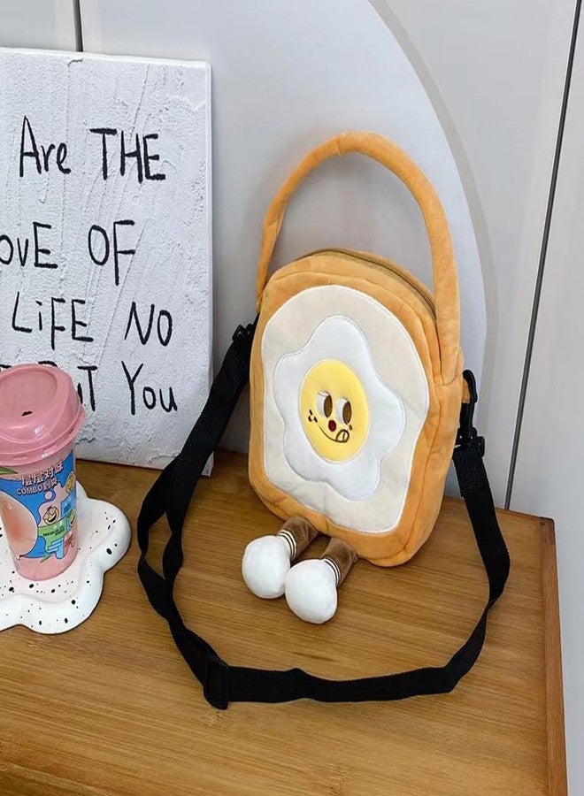 Lunarixel Bread Slice Crossbody Bag for Teens Girls Women, Mini Kawaii Cute Shoulder Purse with Zipper, Funny Food Plush Gift - Image 3